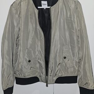 Kensie Olive-Taupe Lightweight Bomber Jacket